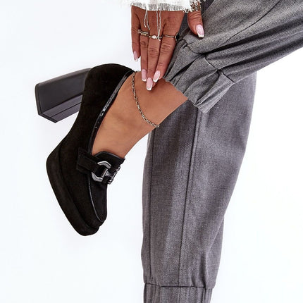 Women's Leather Block heel pumps Step in style