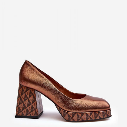 Women's Leather Block heel pumps Step in style