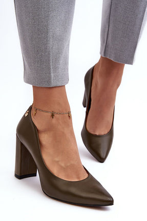 Women's Leather Block heel pumps Step in style