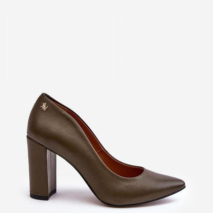 Women's Leather Block heel pumps Step in style