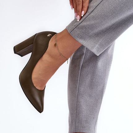 Women's Leather Block heel pumps Step in style