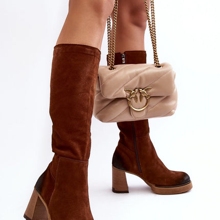 Women's Leather Heel boots Step in style