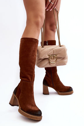 Women's Leather Heel boots Step in style