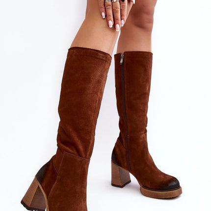 Women's Leather Heel boots Step in style