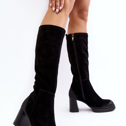 Women's Leather Heel boots Step in style