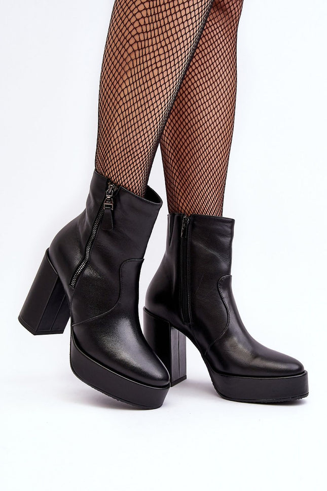 Women's Leather Heel boots Step in style