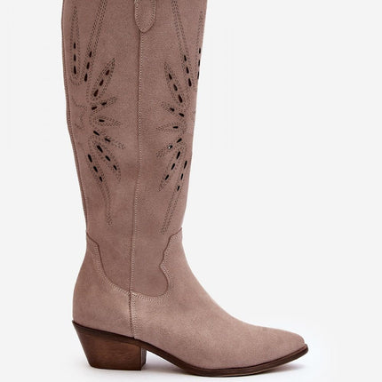 Women's Leather Open-work Boots Step in style