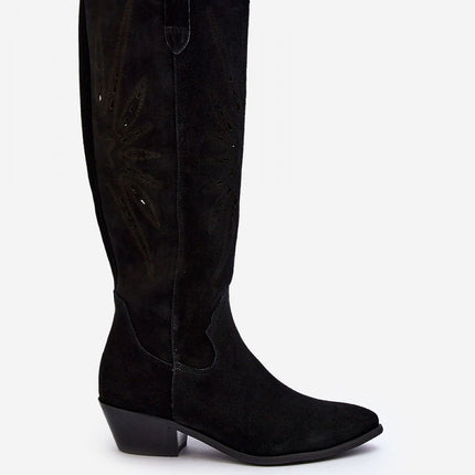 Women's Leather Open-work Boots Step in style