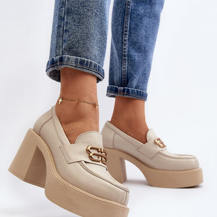 Women's Leather Heeled low shoes Step in style