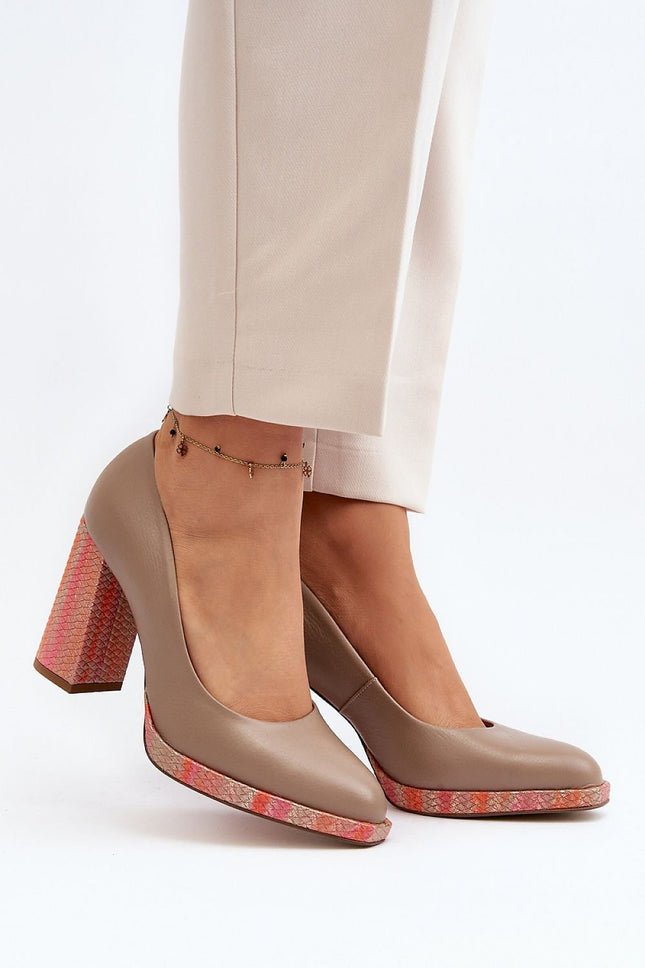 Women's Leather Block heel pumps Step in style