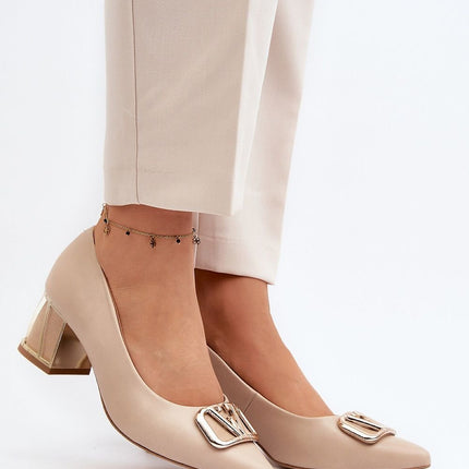 Women's Leather Block heel pumps Step in style