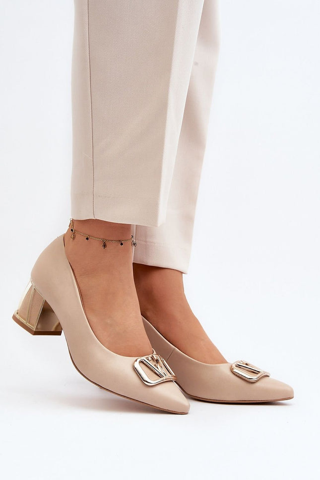 Women's Leather Block heel pumps Step in style