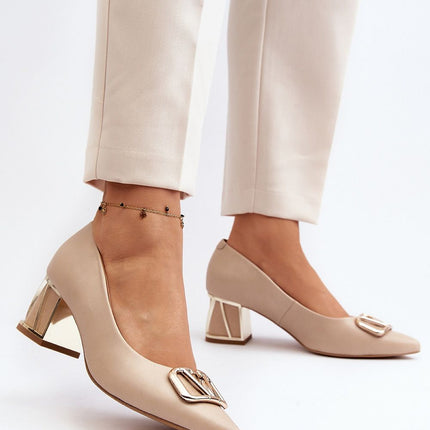 Women's Leather Block heel pumps Step in style