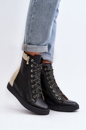 Women's Leather Wedge heel sneakers Step in style