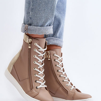 Women's Leather Wedge heel sneakers Step in style