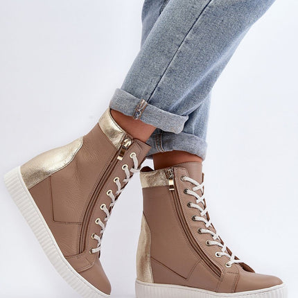 Women's Leather Wedge heel sneakers Step in style