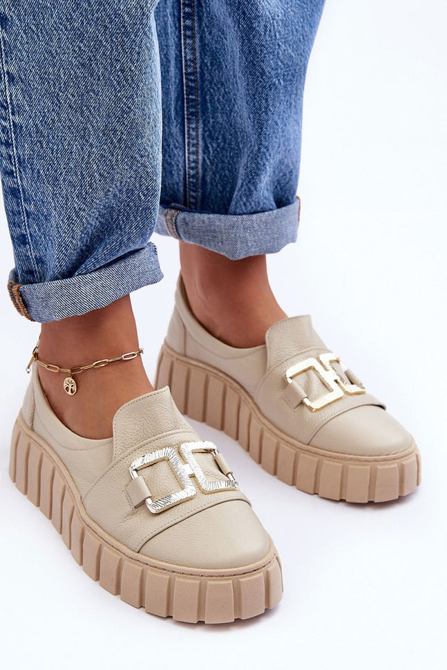 Women's Low Leather Shoes Step in style