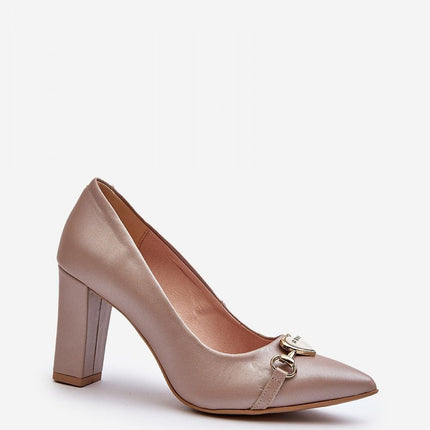 Women's Leather Block heel pumps Step in style