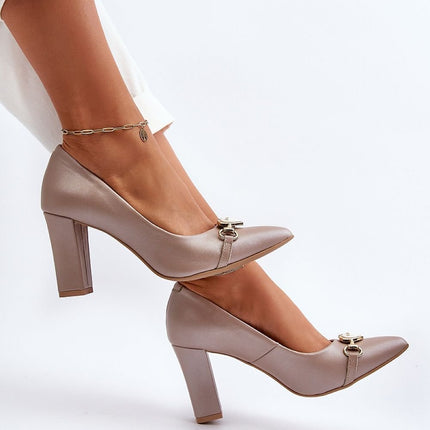 Women's Leather Block heel pumps Step in style