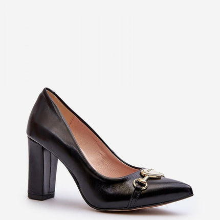 Women's Leather Block heel pumps Step in style