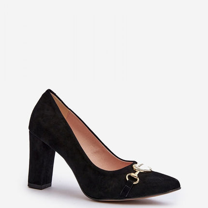 Women's Leather Block heel pumps Step in style