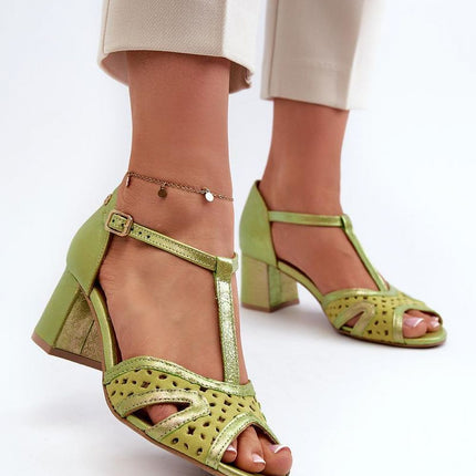 Women's Leather Heel Sandals Step in style