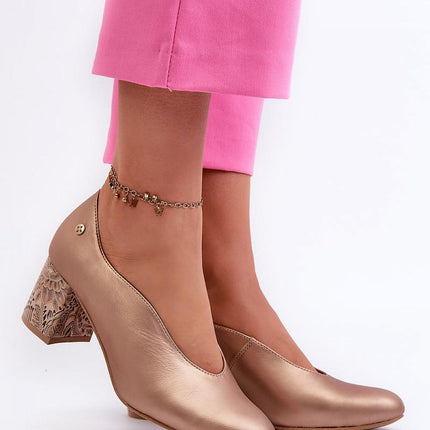 Women's Leather Block Heel Pumps Step in style