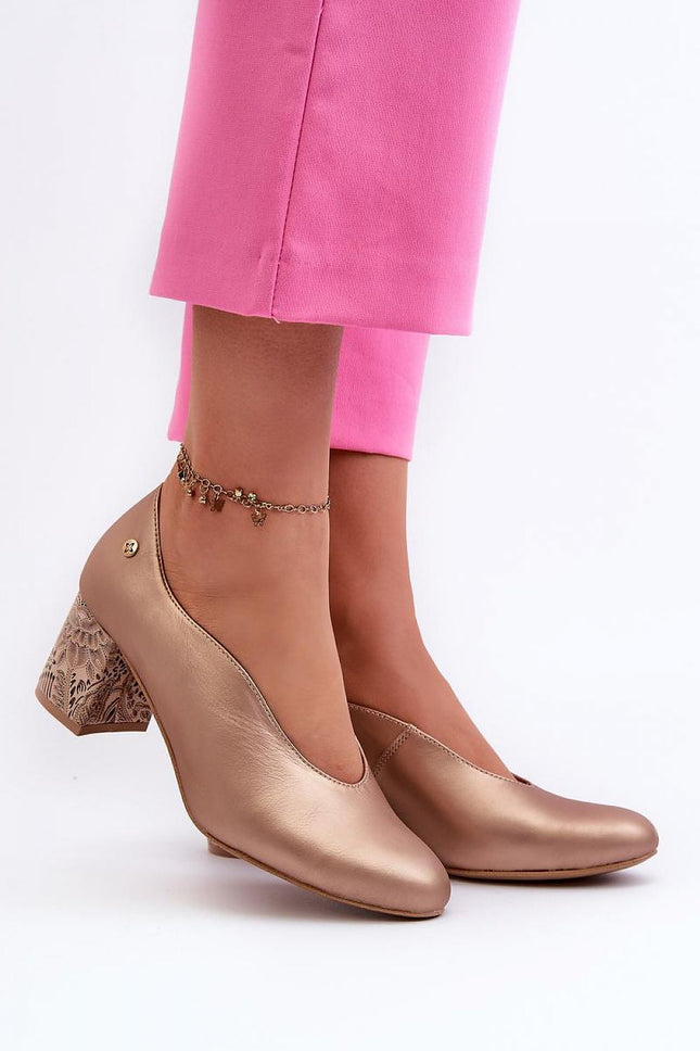 Women's Leather Block Heel Pumps Step in style