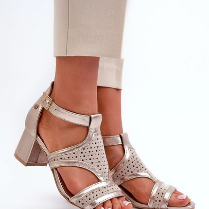 Women's Leather Heel Sandals Step in style