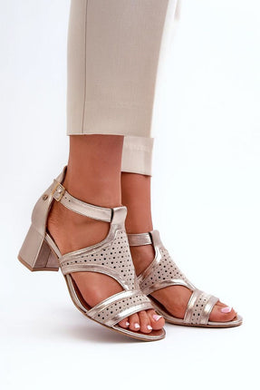 Women's Leather Heel Sandals Step in style