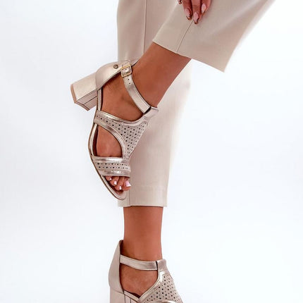 Women's Leather Heel Sandals Step in style