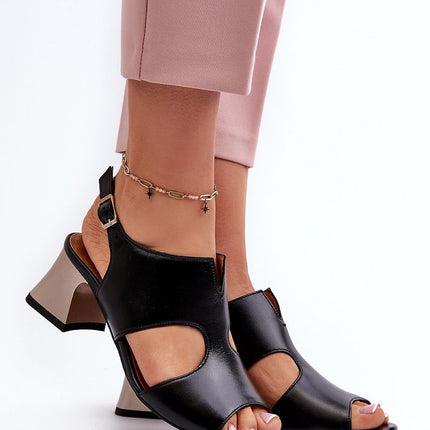 Women's Leather Heel Sandals Step in style