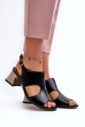 Women's Leather Heel Sandals Step in style