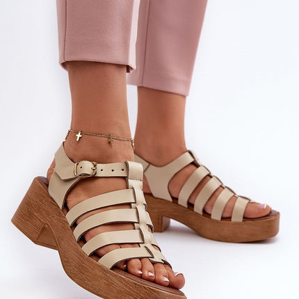 Women's Leather Heel Sandals Step in style