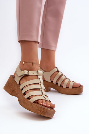 Women's Leather Heel Sandals Step in style