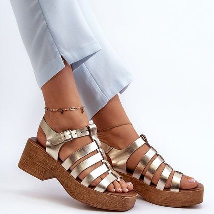 Women's Leather Heel Sandals Step in style