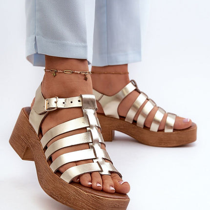 Women's Leather Heel Sandals Step in style