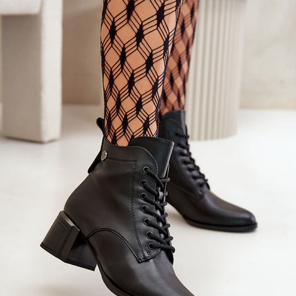 Women's Leather Ankle Heel boots Step in style