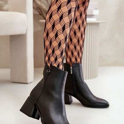 Women's Leather Ankle Heel boots Step in style