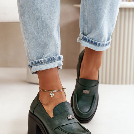 Women's Leather Heeled Low Shoes Step in style