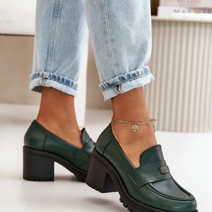 Women's Leather Heeled Low Shoes Step in style