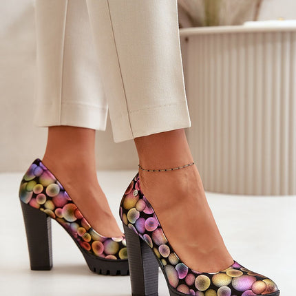 Women's Leather Block Heel Pumps Step in style