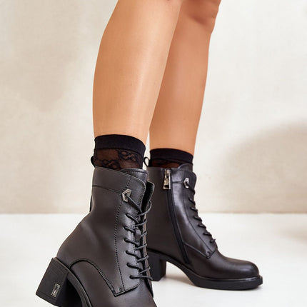 Women's Leather Ankle Heel boots Step in style