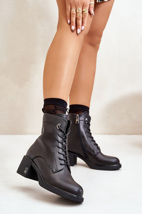 Women's Leather Ankle Heel boots Step in style