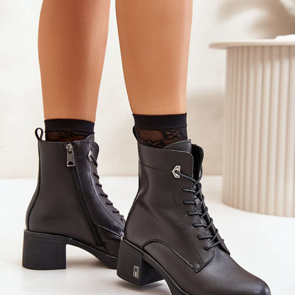 Women's Leather Ankle Heel boots Step in style