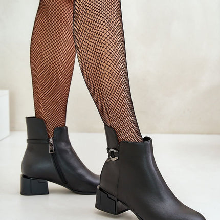 Women's Leather Heel Ankle Boots Step in style