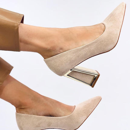 Women's Suede Block Heel Pumps Inello