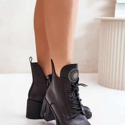 Women's Leather Heel Ankle Boots Step in style