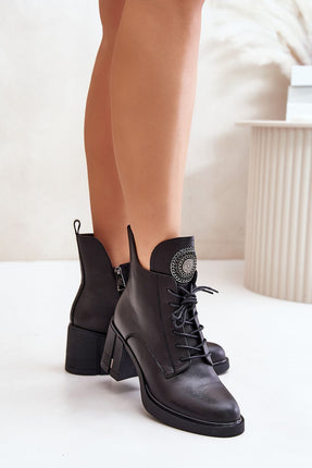 Women's Leather Heel Ankle Boots Step in style