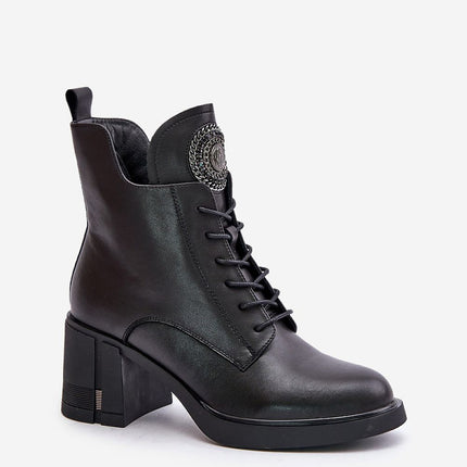 Women's Leather Heel Ankle Boots Step in style